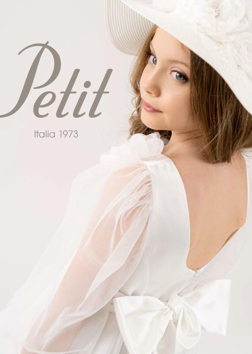 Abito cerimonia Petit bianco con maniche in organza - Child di Aurora Zonno