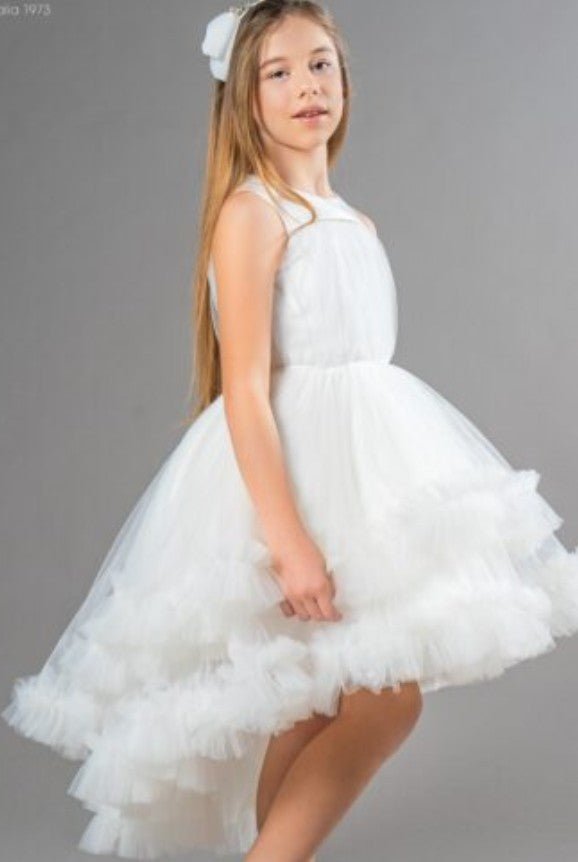 Abito cerimonia Petit in tulle bianco con strass - Child di Aurora Zonno