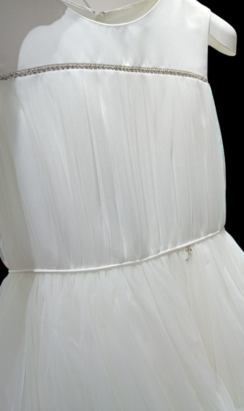 Abito cerimonia Petit in tulle bianco con strass - Child di Aurora Zonno