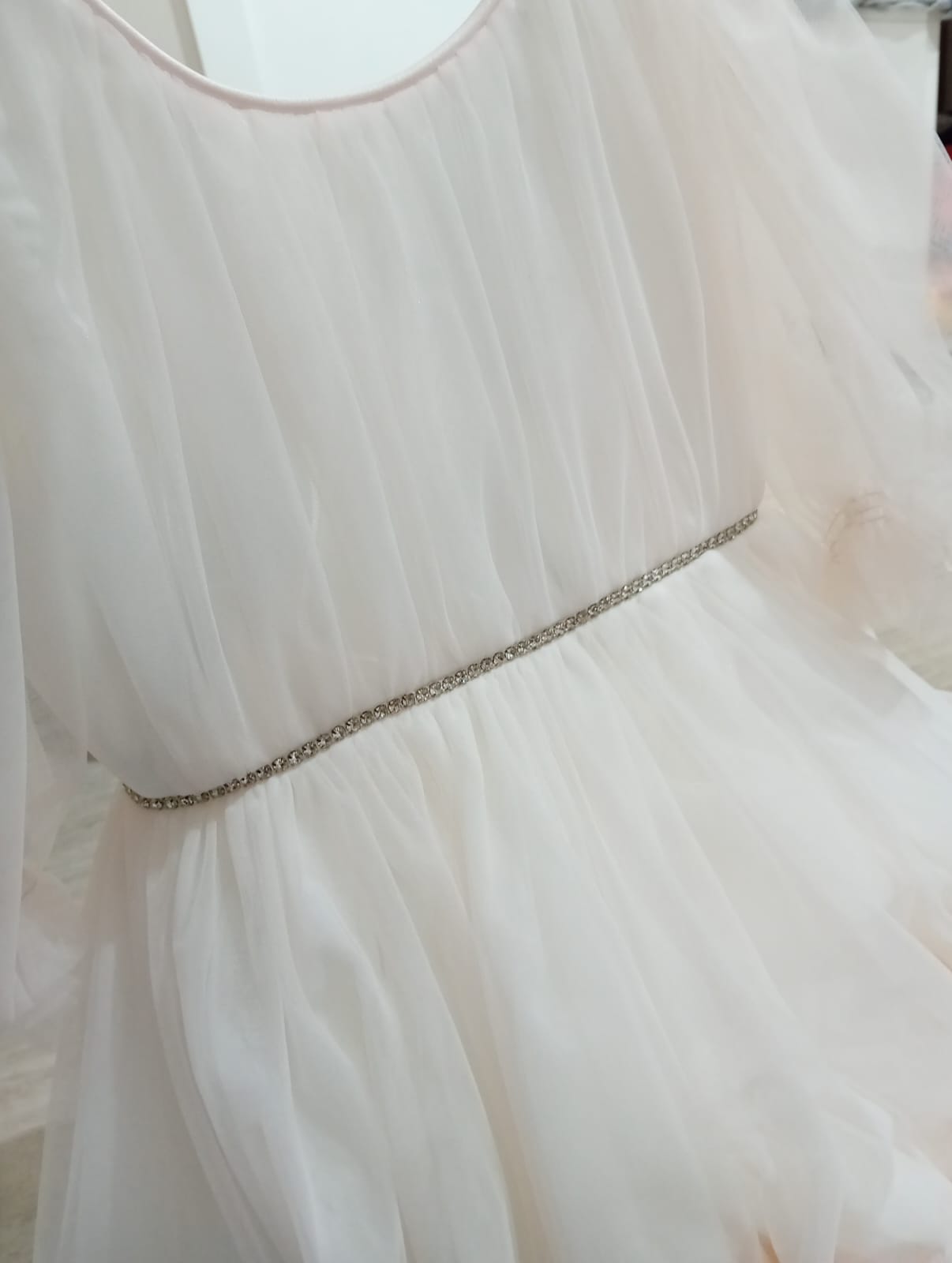 Abito cerimonia Petit in tulle cipria con maniche a palloncino - Child di Aurora Zonno
