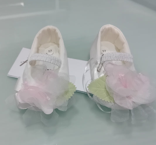 Scarpette Petit bimba con fiore verde e rosa