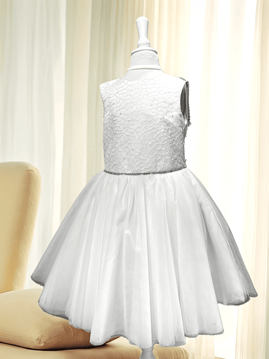 Abito cerimonia bambina Tricolorekids con pizzo e strascico asimmetrico - Child di Aurora Zonno