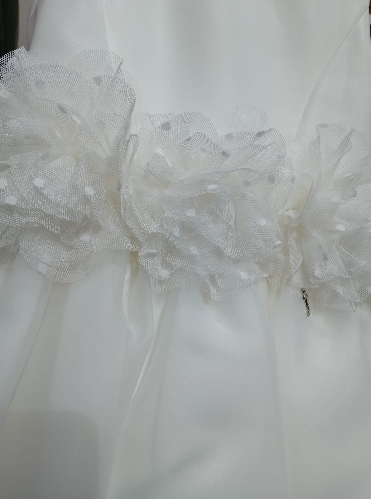 Abito cerimonia Petit bianco con fiori in tulle - Child di Aurora Zonno