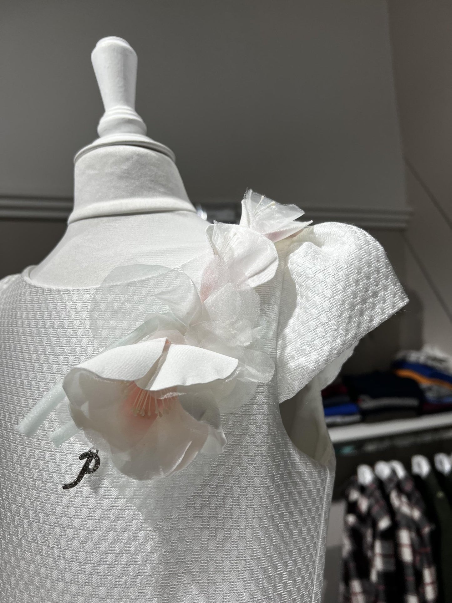 Abito Cerimonia Petit in Piquet Bianco con Orchidee - Child di Aurora Zonno