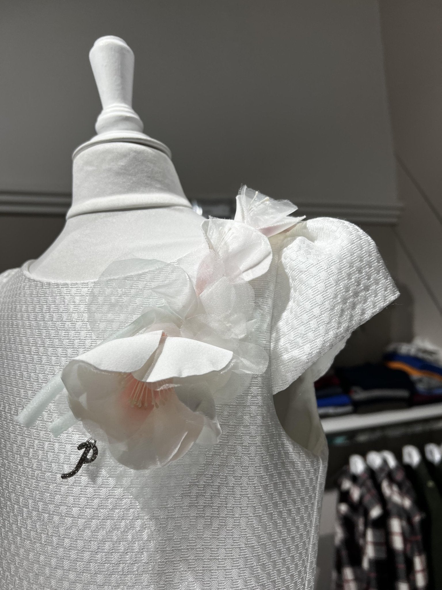 Abito Cerimonia Petit in Piquet Bianco con Orchidee - Child di Aurora Zonno
