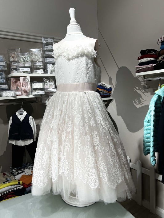 Abito Cerimonia Petit in Pizzo Chantilly con Dettagli in Tulle - Child di Aurora Zonno