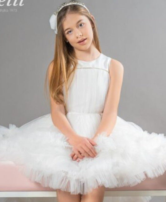 Abito cerimonia Petit in tulle bianco con strass - Child di Aurora Zonno