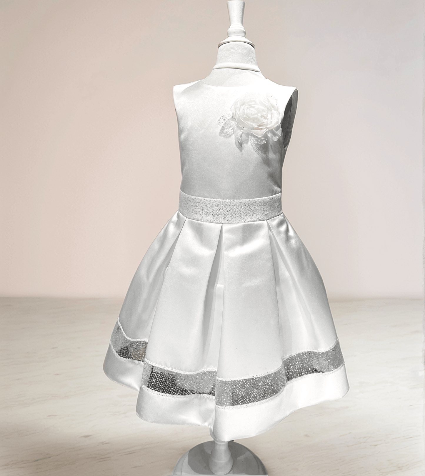 Abito cerimonia Tricolorekids bianco con dettagli glitter argento - Child di Aurora Zonno