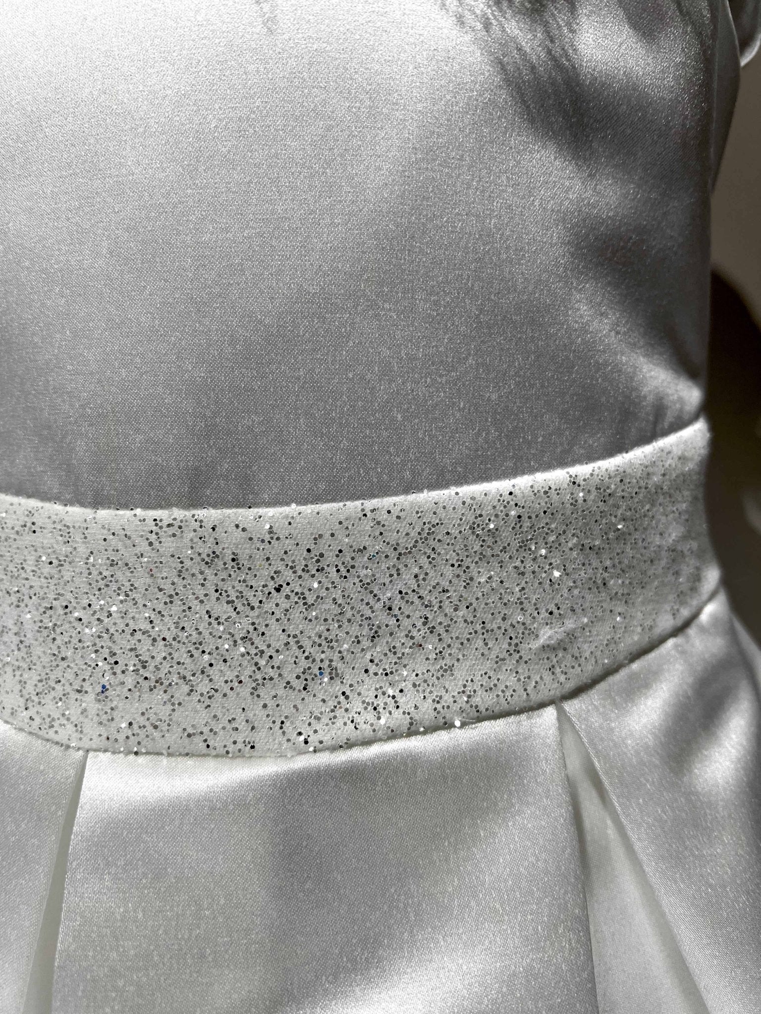Abito cerimonia Tricolorekids bianco con dettagli glitter argento - Child di Aurora Zonno