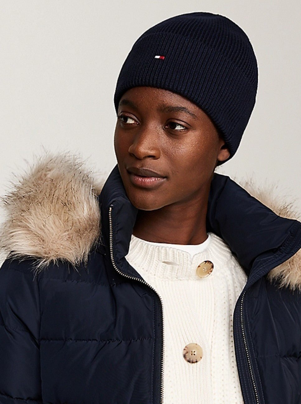 Berretto Essential con cashmere e bandierina Tommy Hilfiger - Child di Aurora Zonno