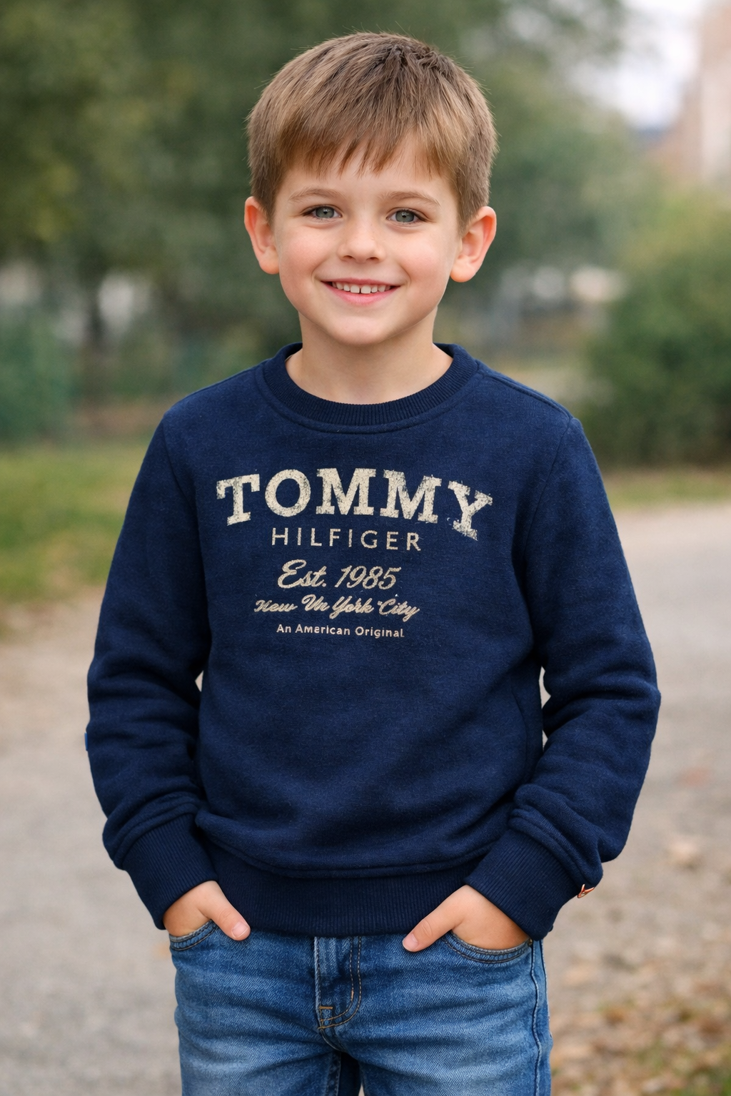 Felpa garzata blu Tommy Hilfiger