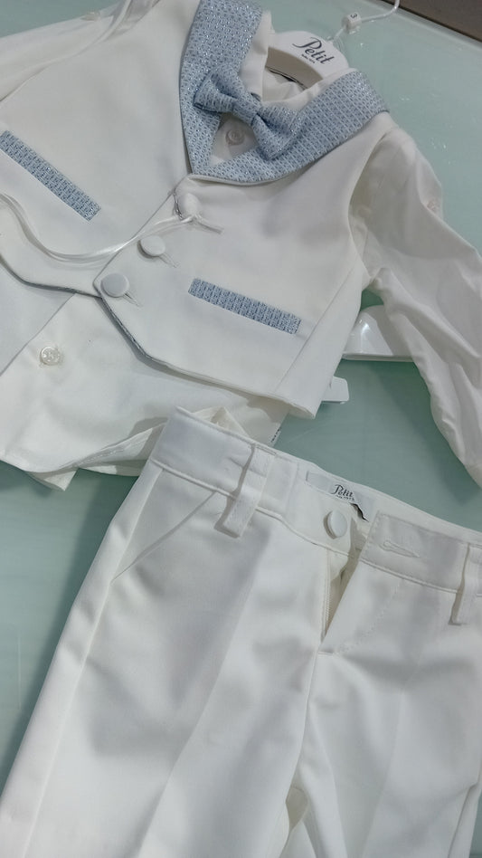 Vestito Battesimo Petit con dettagli celesti